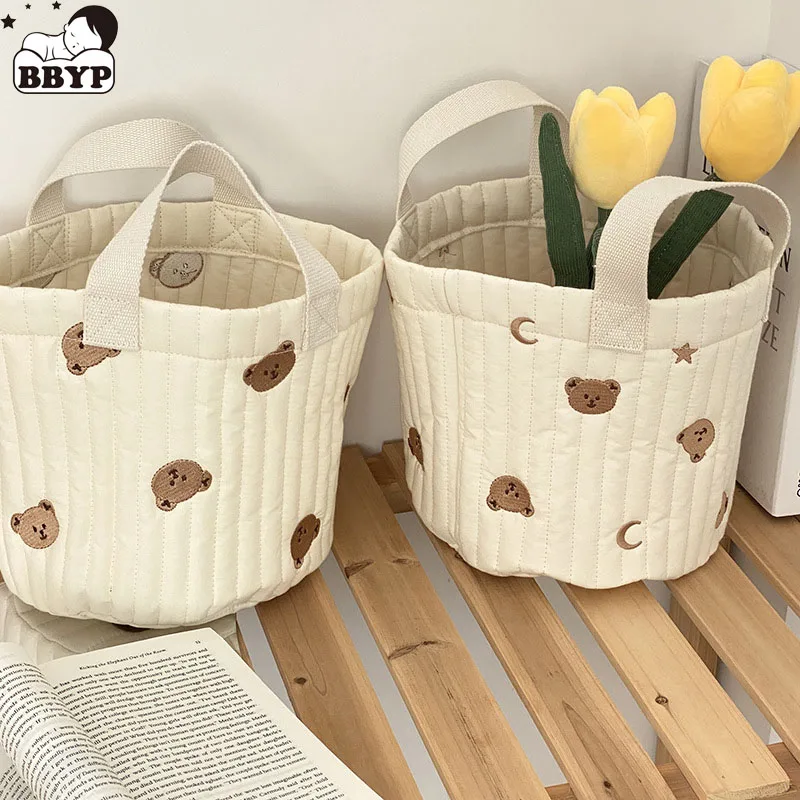 

Baby Diaper Bag Embroidery Bear Star Cotton Toddler Bottle Mommy Bag Little Kids Go Out Handbag Newborn Small Toy Storage Sack