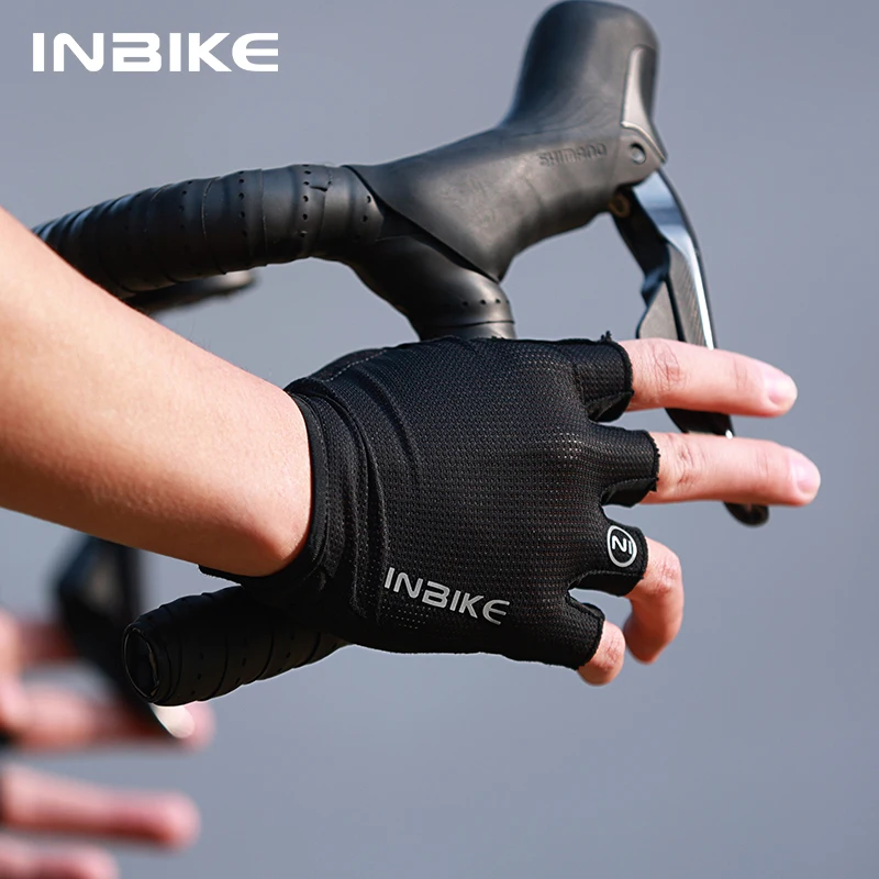 INBIKE Cycling Bike Half Finger Non-slip Gloves Shockproof Summer Breathable MTB Road Bicycle Gloves Men Cycling Equipment