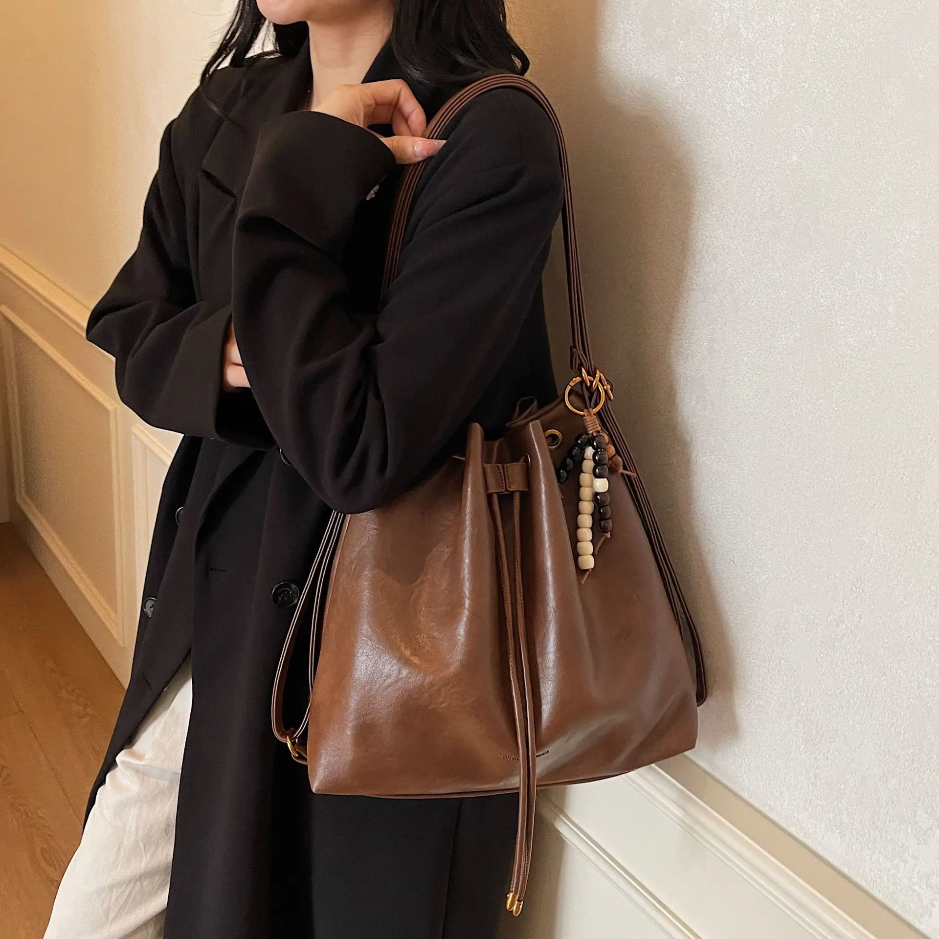 

Рюкзак, большая вместительная женская сумка-тоут, модная универсальная сумка-ведро, повседневная пригородная сумка на плечо