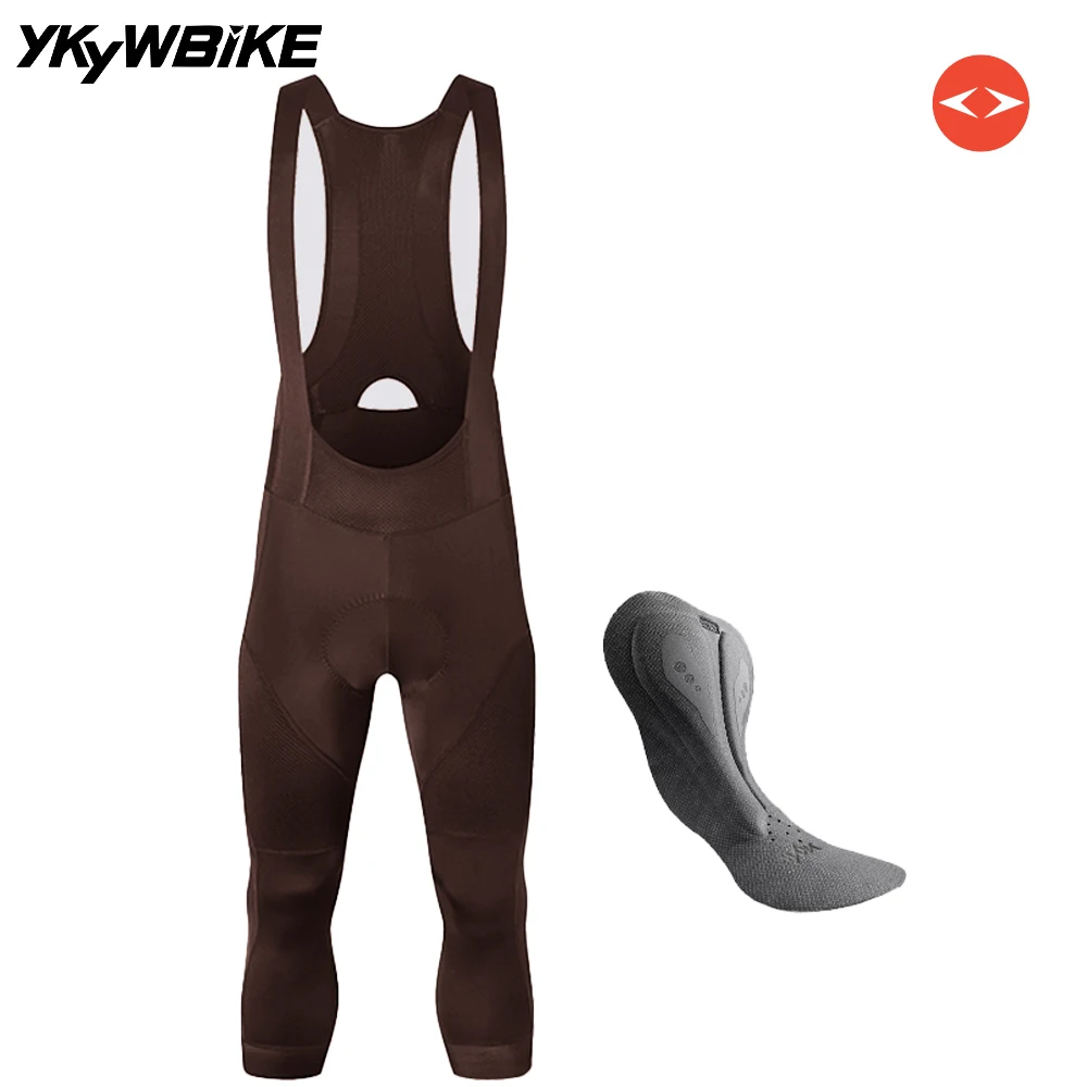 YKYW Herren Sommer 3/4 Radfahren Trägerhose Dunkelblau Kaffee Dunkelgrau Fahrradstrumpfhose Hose Sport MTB Bike Shorts 4-Stunden-Fahrt gepolstert – Detail 18