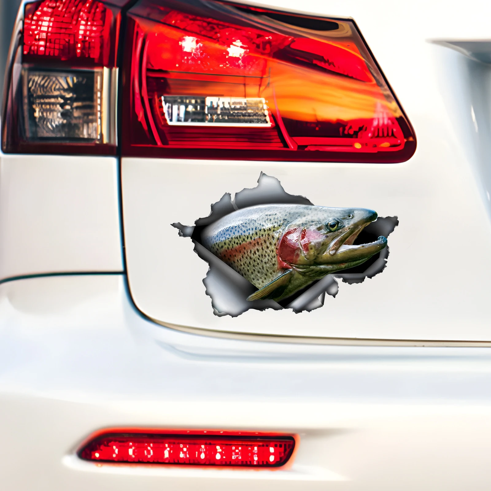 DK537# Rainbow Trout Car Stickers, Waterproof Pvc Animal Decals With 3D Effect, Block Scratches and Increase Fun Auto Parts view 2