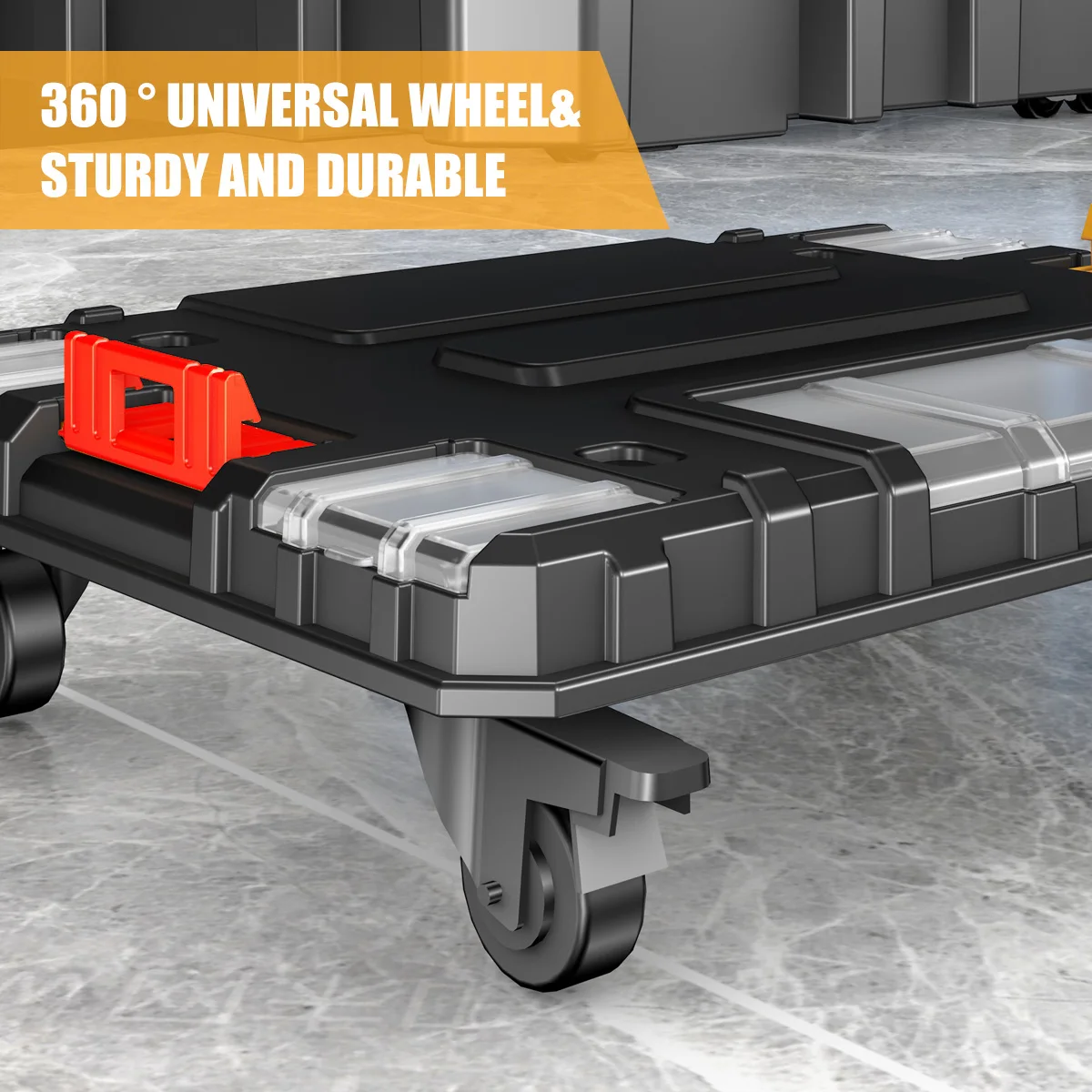 DELIXI ELECTRIC 5-Tier Stackable Rolling Tool Box with Wheels Modular Tool Organizer Box Storage Portable Tool Box with Drawers