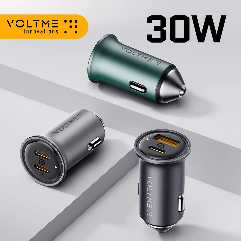 VOLTME 30W Dual USB C Car Charger Type C Car Charger For iPhone 14 Pro max PD Super Fast Charging Adapter For Samsung Galaxy S23