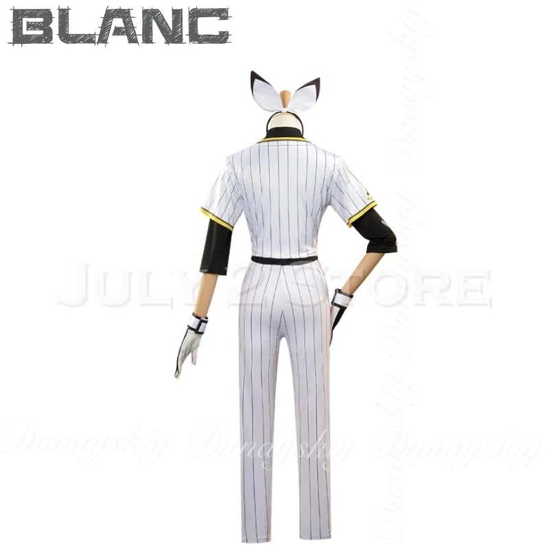 Goddess of Victory: NIKKE Anime Blanc Cosplay With The White Stripe Baseball Uniform And A White Wig Cosplay Costume Full Of Set