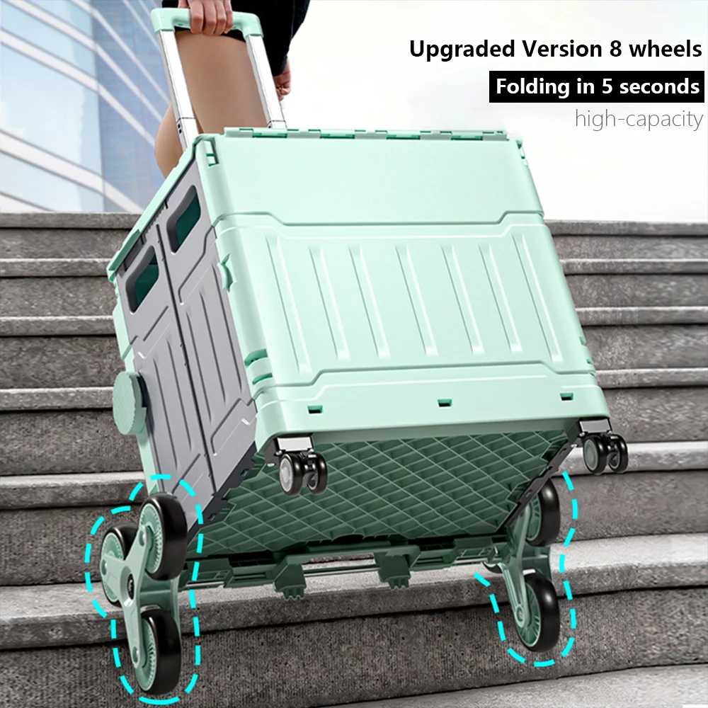 Folding Handcart Lightweight Brushed Trolley Luggage Trolley Express Folding Shopping Cart for Climbing Stairs Home Hand Pull