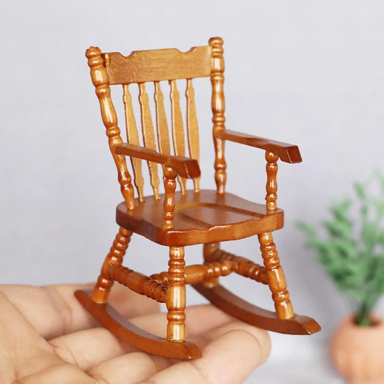 1/12 Patio Rocking Chair Miniature Furniture Room, High Back Chair for DIY Scenery, Railway Station Accessories