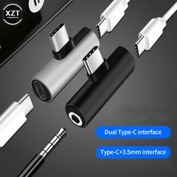 Type C to 3.5mm/Double Type-C Jack Audio Cable Earphone Splitter Adapter for Xiaomi USB C Charger Cable Aux Cable Connectors