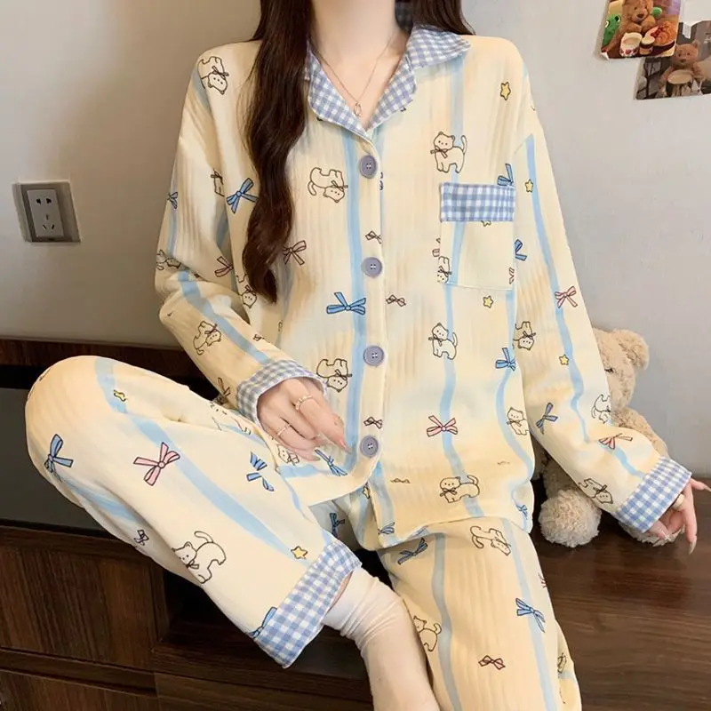 

Pjs Set Women's Pajama Set Women's Warm Winter Pajamas Fashionable Home Clothes, Pajamas Cute and Soft Pajama Set Air Cotton