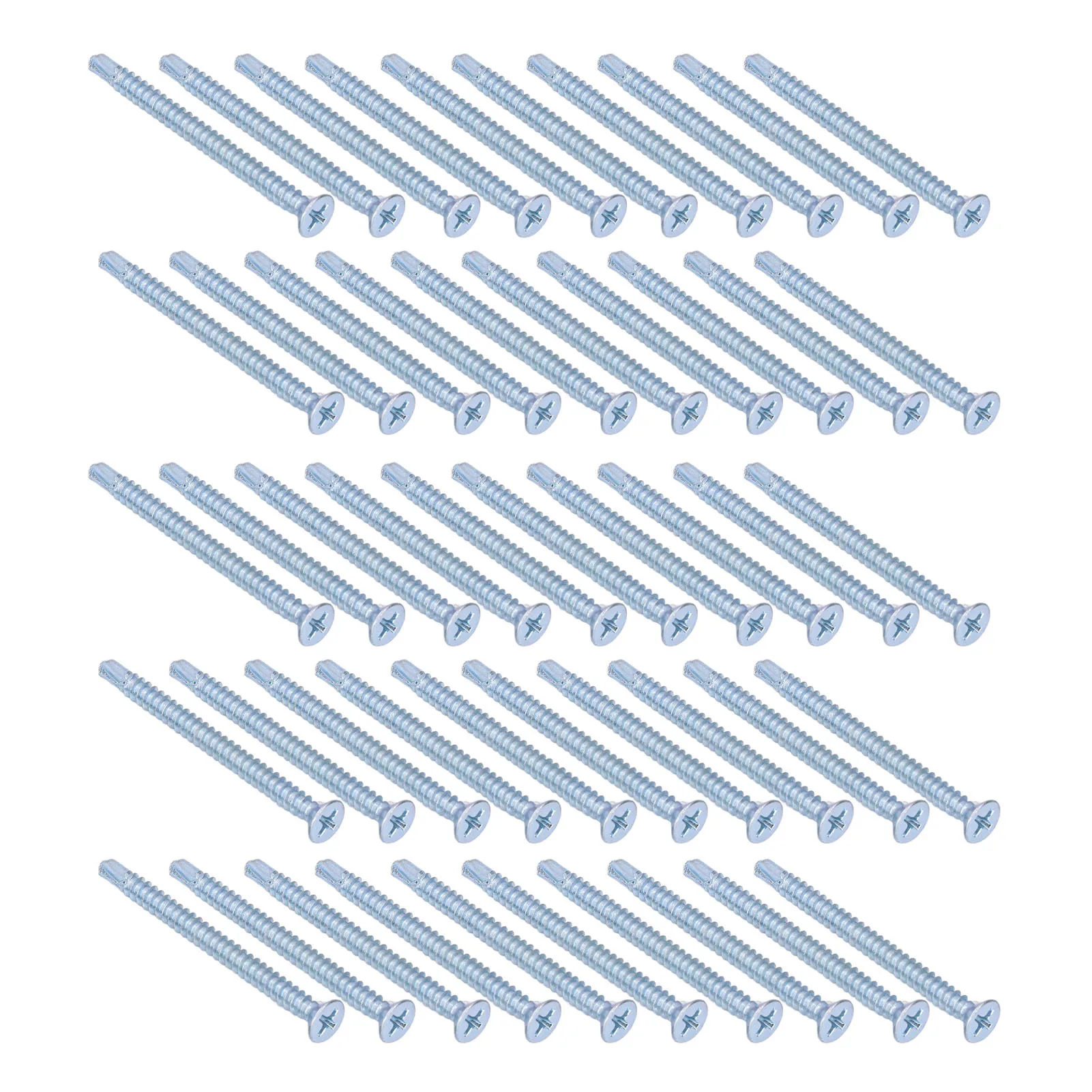 50 Stück selbst bohrende Schraube Kreuz verzinkter Kohlenstoffs tahl Befestigungs elemente Hardware 4,2x50mm Flach kopf