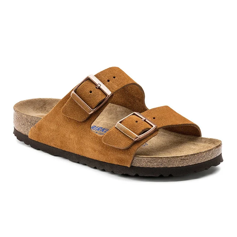 Frühling Sommer weiches Fußbett Wildleder Birken Sandalen Frauen und Männer Mode tragen außerhalb Paare tragen Kork Hausschuhe Retro Clogs Schuhe