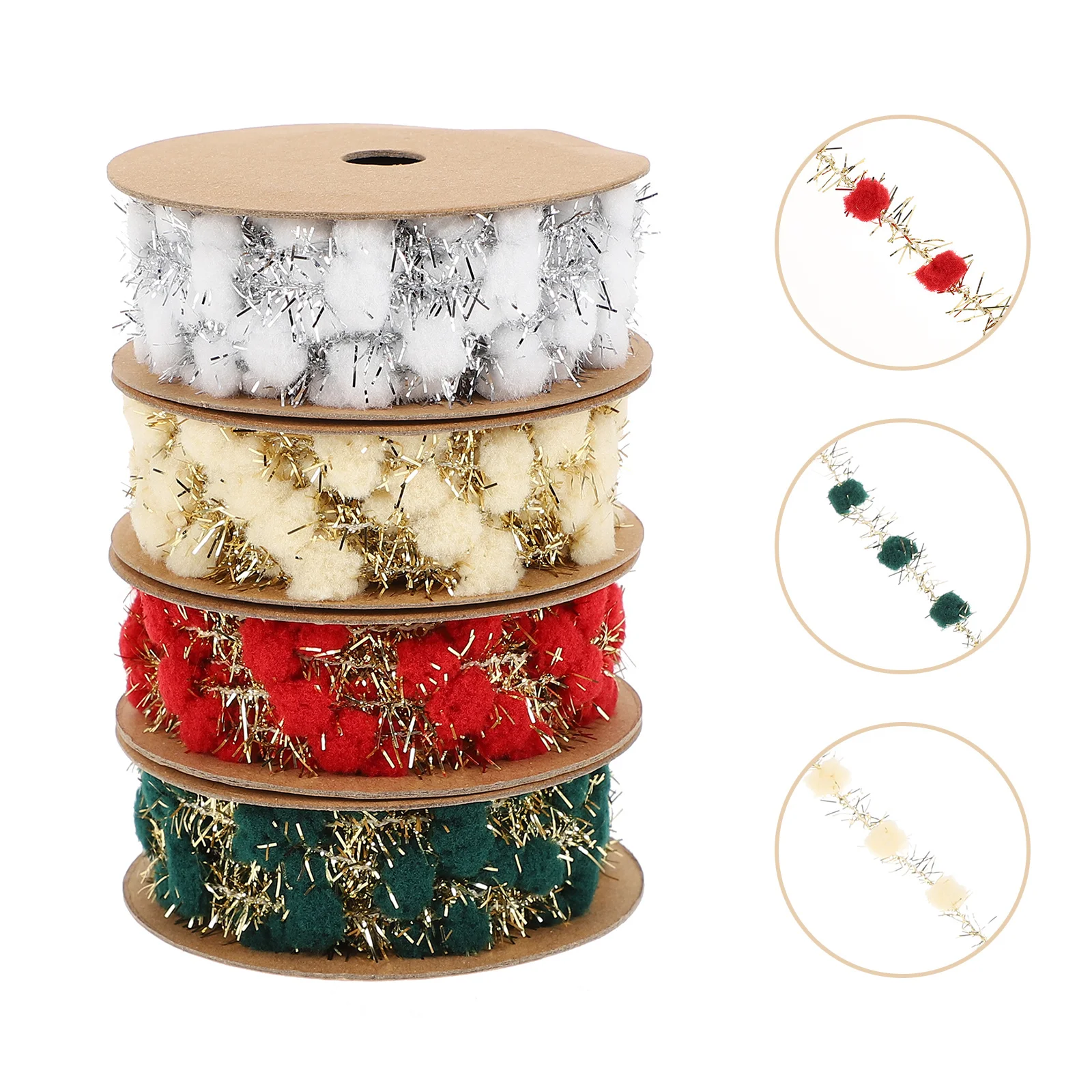 4 لفات عيد الميلاد بهرج الشريط الإبداعية كرة صوف شرائط شجرة عيد الميلاد زينة هدية لوازم التعبئة عيد الميلاد بهرج الشريط #4