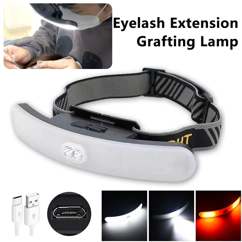 LED Lash Light Headlamp USB Rechargeable Eyelash Extension Grafting Lamp Eye Protection Light Shadowless Eyebrow Lip Tattoo