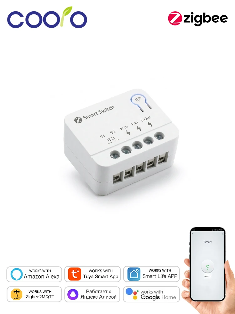Tuya Zigbee Mini Smart Switch Modul Smart Home Relais Automatisierungs-Schalter Kompatibel mit Alexa Google Home Alice Smart Life Hub erforderlich