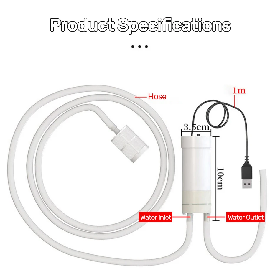 USB 5V 2A Electric Aquarium Water Changer Pump Mini Powerful Fish Tank Water Change Cleaning Tool Ultra Quiet Water Pump