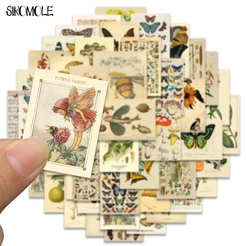 10/30/50PCS Retro Plant Insect Flower Art Stickers Mushroom Animals DIY Kids Laptop Skateboard Suitcase Decals Graffiti Sticker