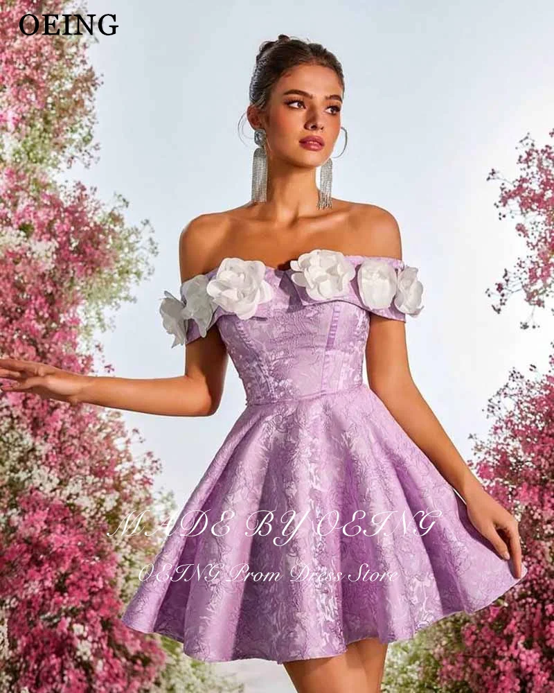 Oeing encantador a linha roxo vestido de baile fora do ombro apliques rendas voltar vestidos de baile vestidos de fiesta personalizado