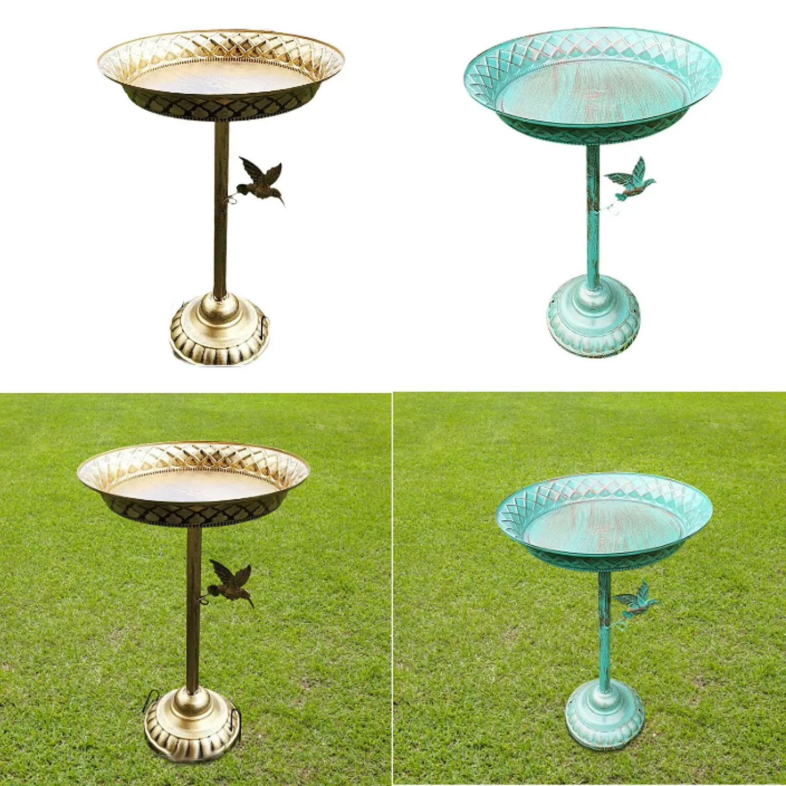 

Bird Bath Metal Vintage Cast Iron Pedestal Birdfeeder for Patio Deck Garden