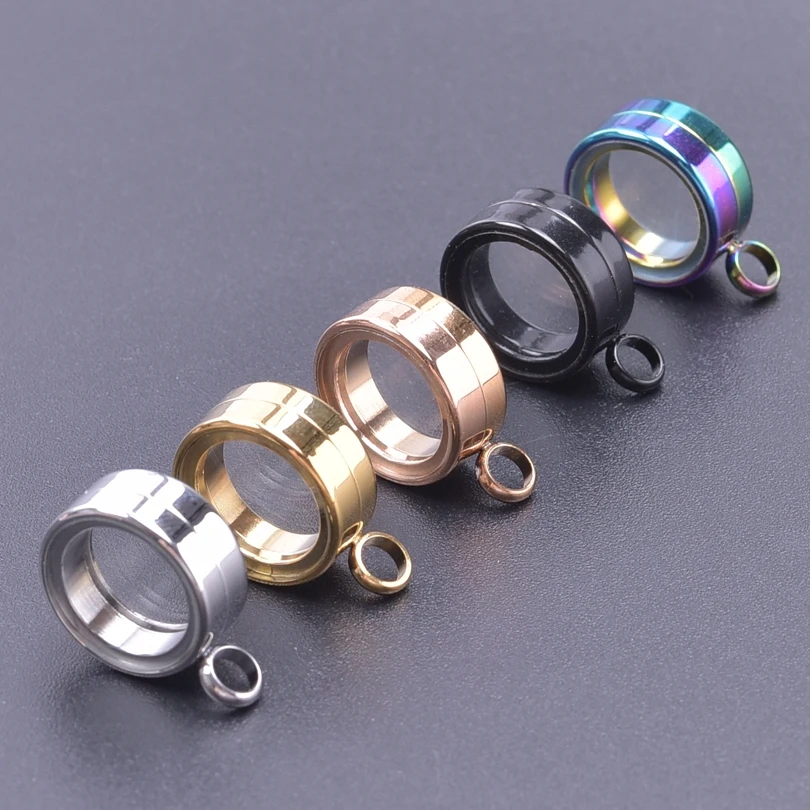 1Pc Inner Size10/15/20mm Round Glass Living Ashes Cremation Locket Pendant Stainless Steel Diy Mini Photo Relicario Jewelry Bulk