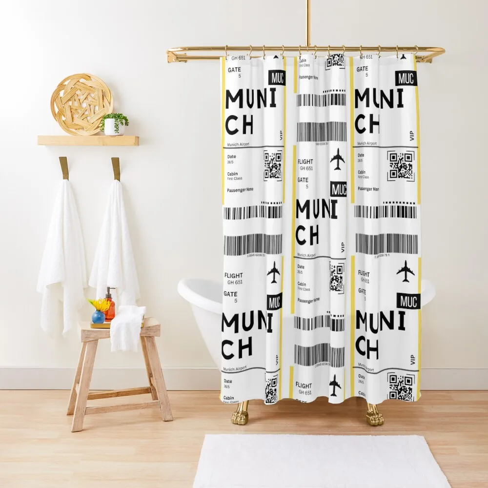 Munich, Germany Airplane Boarding Pass Shower Curtain Cover Bathroom And Shower Curtain