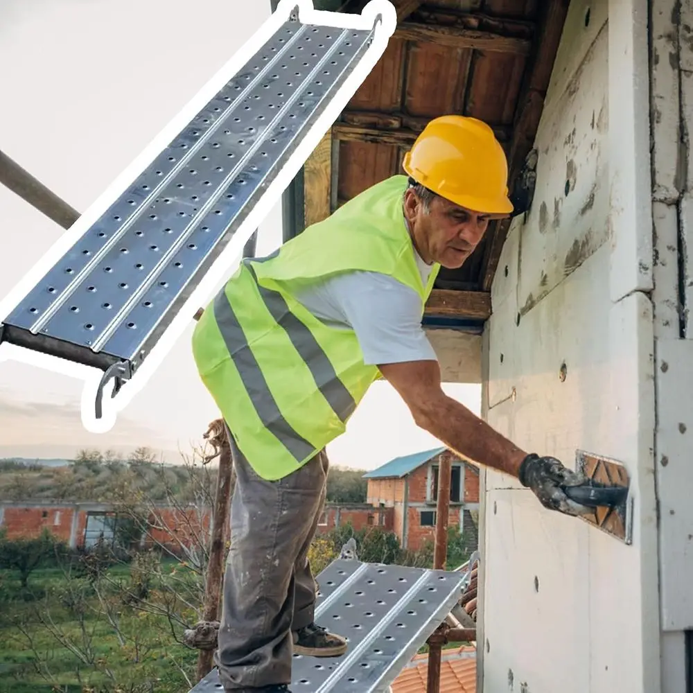 Sturdy 3-6 Ft Adjustable Scaffolding Workbench with Hook, Anti-Skid Surface, and Wide Plank (120x24x5.5cm)
