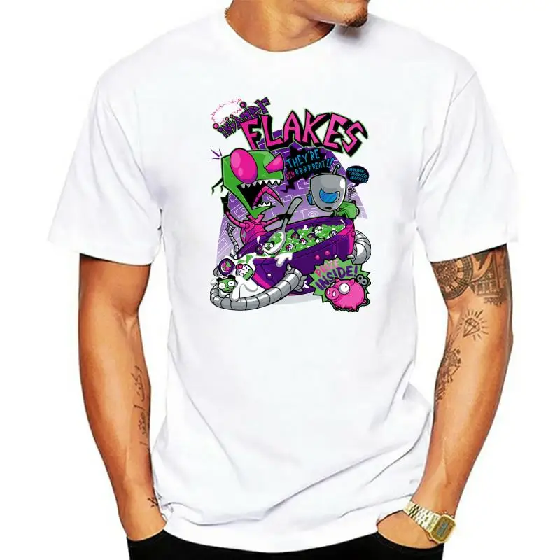 100% Cotton O-neck Custom Printed Tshirt Men T shirt Invader Flakes - Invader Zim Women T-Shirt