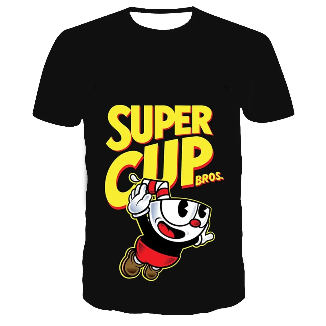 

Summer Kids Cartoon Cuphead Tops Tees Funny 3D Printed T-shirt Children O-Neck Short Sleeve Boys Anime Printed Streetwear