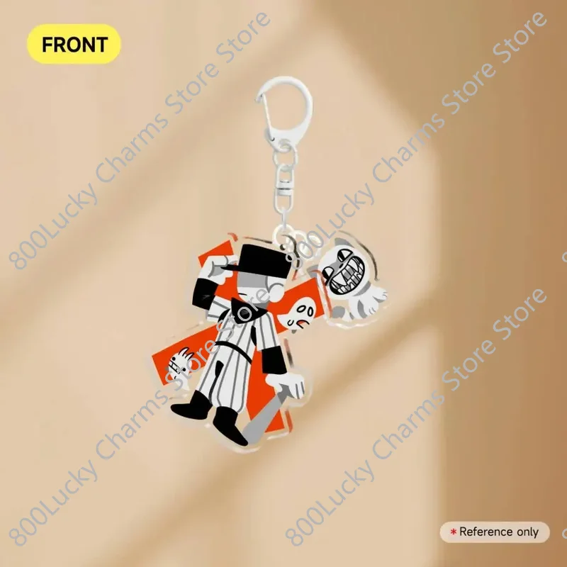 2Pcs Cartoon Character Acrylic Keychain Set, Simple Black‑White Style Figure Pendant, Backpack Decor Charm Gift