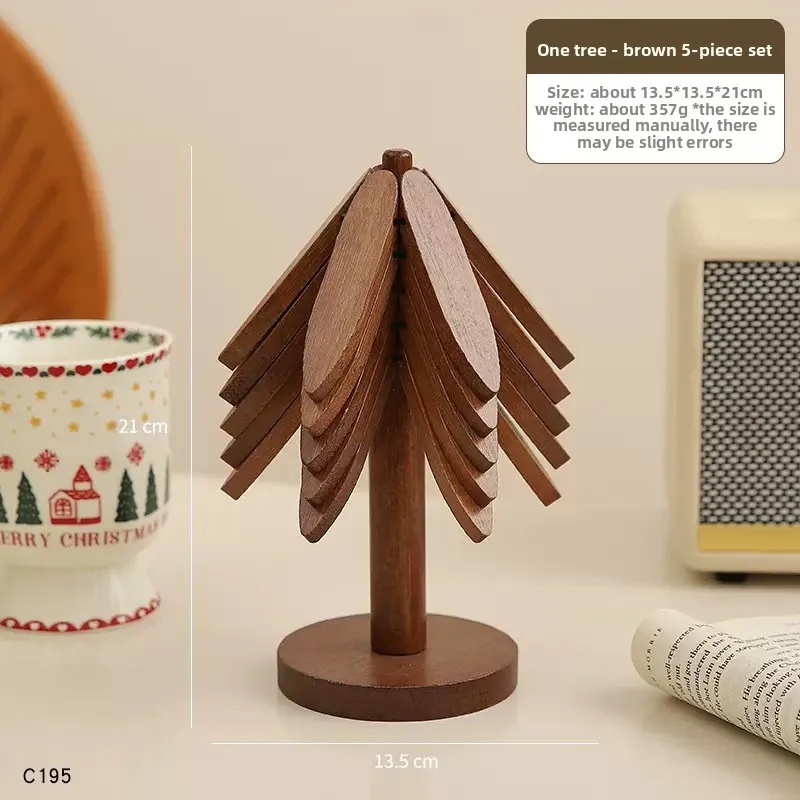 

Heat Resistant Tree Shaped Table Mat Walnut Color Bamboo Coaster Creative Dining Table Decor for Home Kitchen Accessories