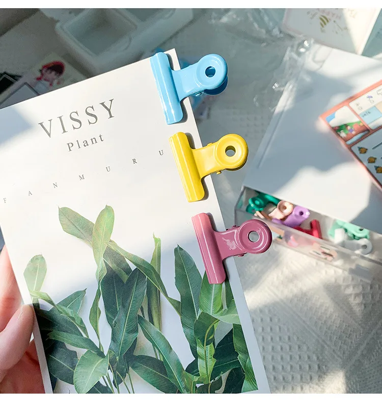 カラーメタルペーパークリップ紙幣収納スナックシールクリップ