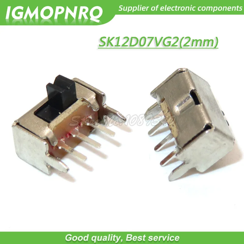 50pcs SK12D07VG2/3/4/5/6 Miniature Slide Switch SPDT 3 Pin PCB 2 Position 1P2T Side Knob Handle High 2/3/4/5/6mm IGMOPNRQ