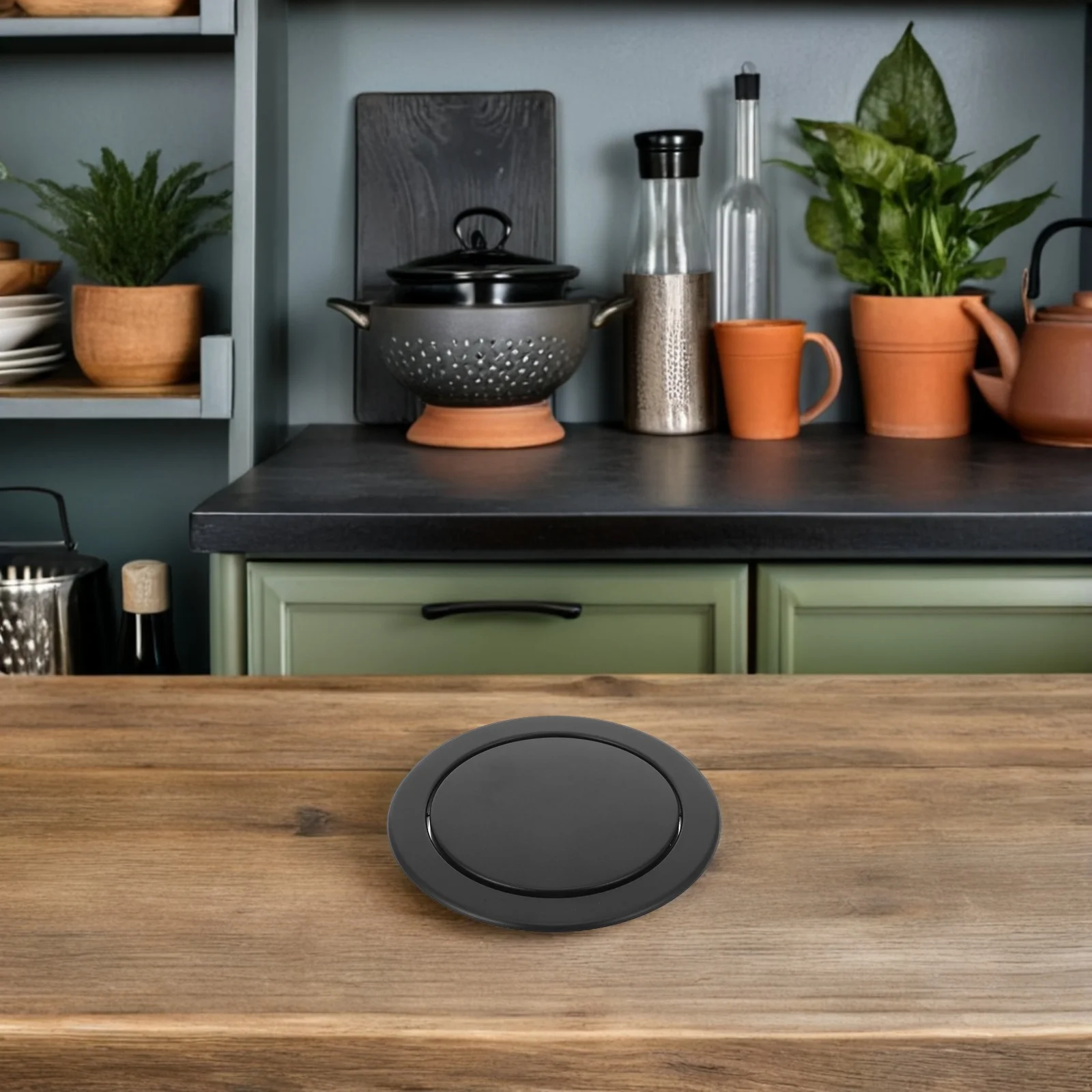 

2Pcs Countertop Waste Lid Recessed Stainless Steel Trash Bin Cover Swing Flap for Kitchen Bathroom Hotel Office