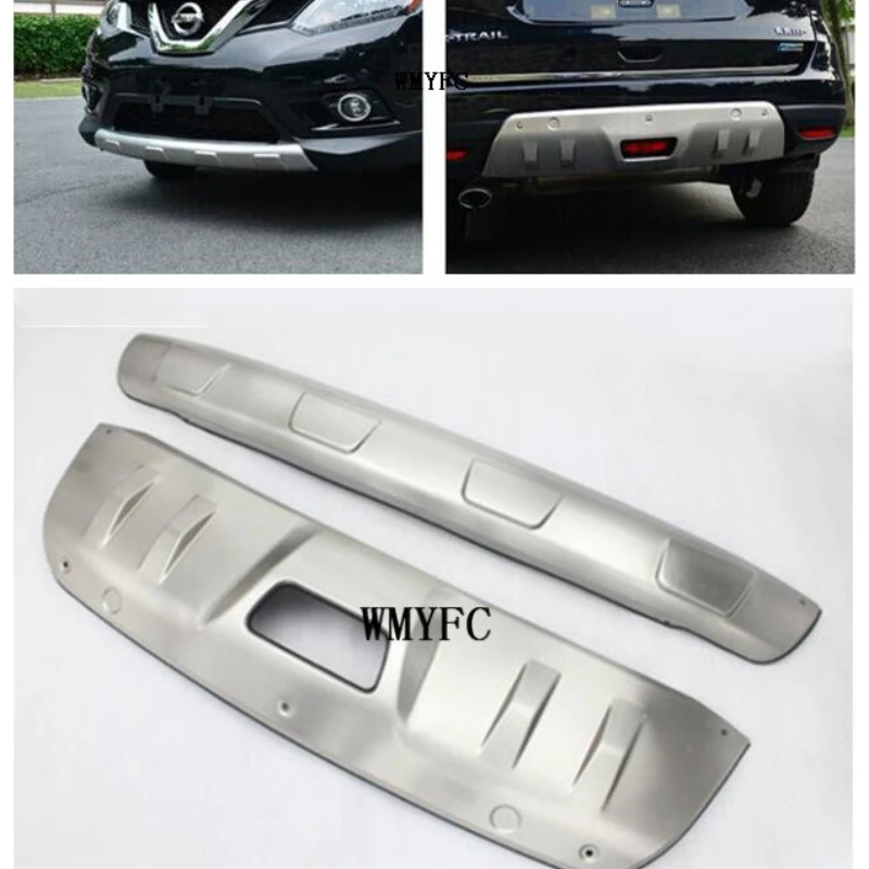 2P car-styling For nissan Rogue X-Trail 2014-2016 T32 metal front + rear bumper bottom guard protector with key hole accessories