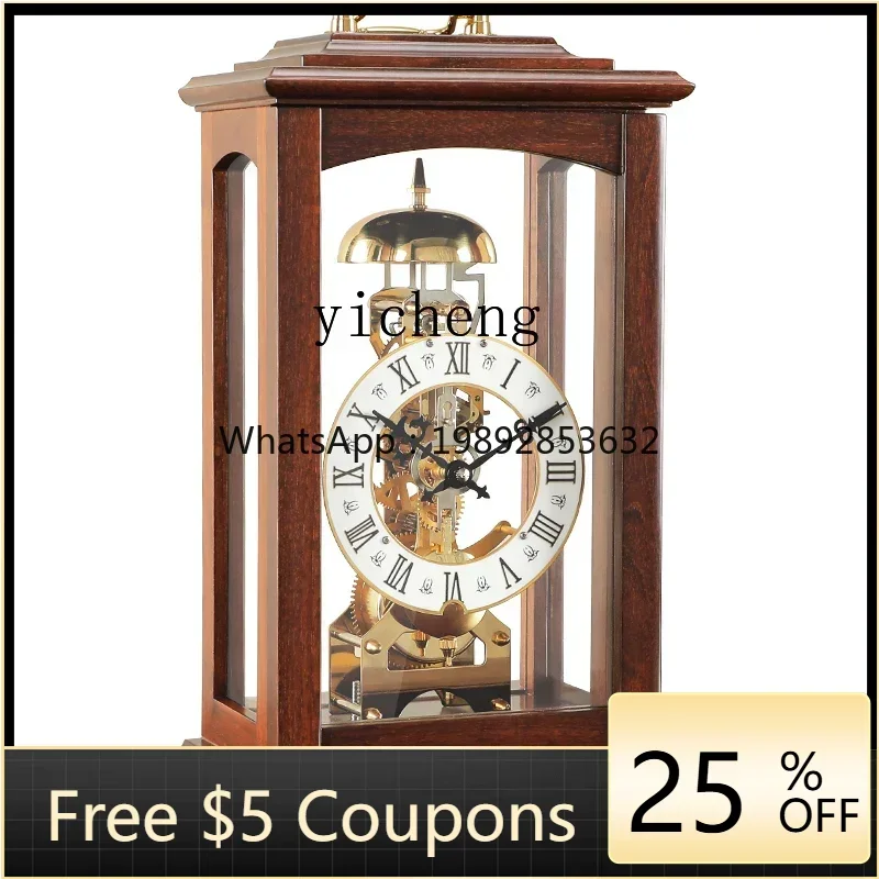 LYY European mechanical seat clock household retro decorative ornament living room antique all-copper movement seat clock