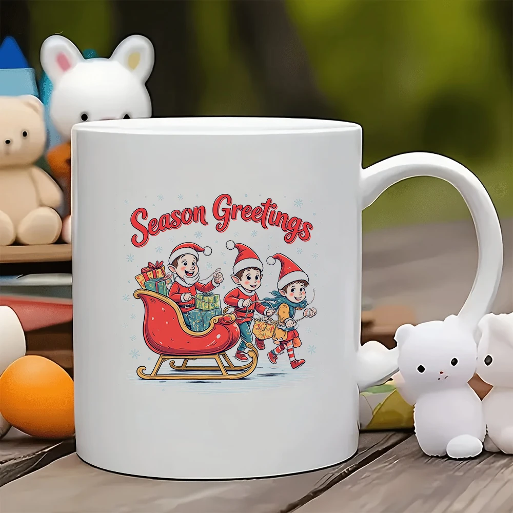 

11oz Mug + Holiday Cartoon Illustration Cup Christmas Gift Kids Water Cup Home & Office Coffee Cup