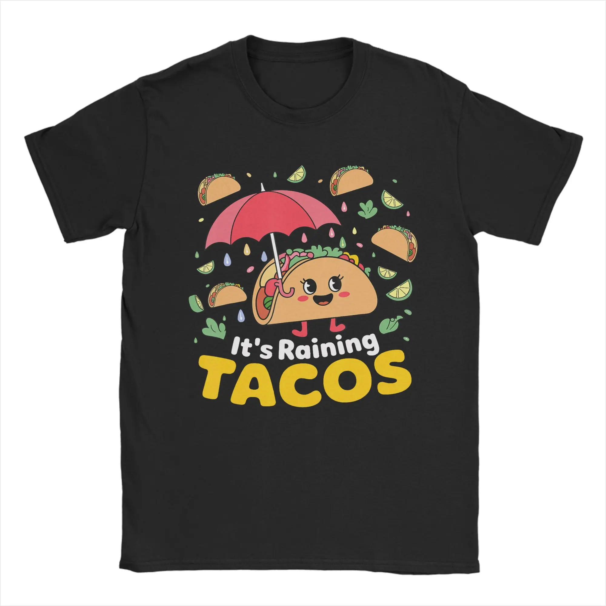 Casual Taco in the Rain T-Shirt Men Round Neck 100% Cotton T Shirt  Short Sleeve Tees Gift Idea Tops