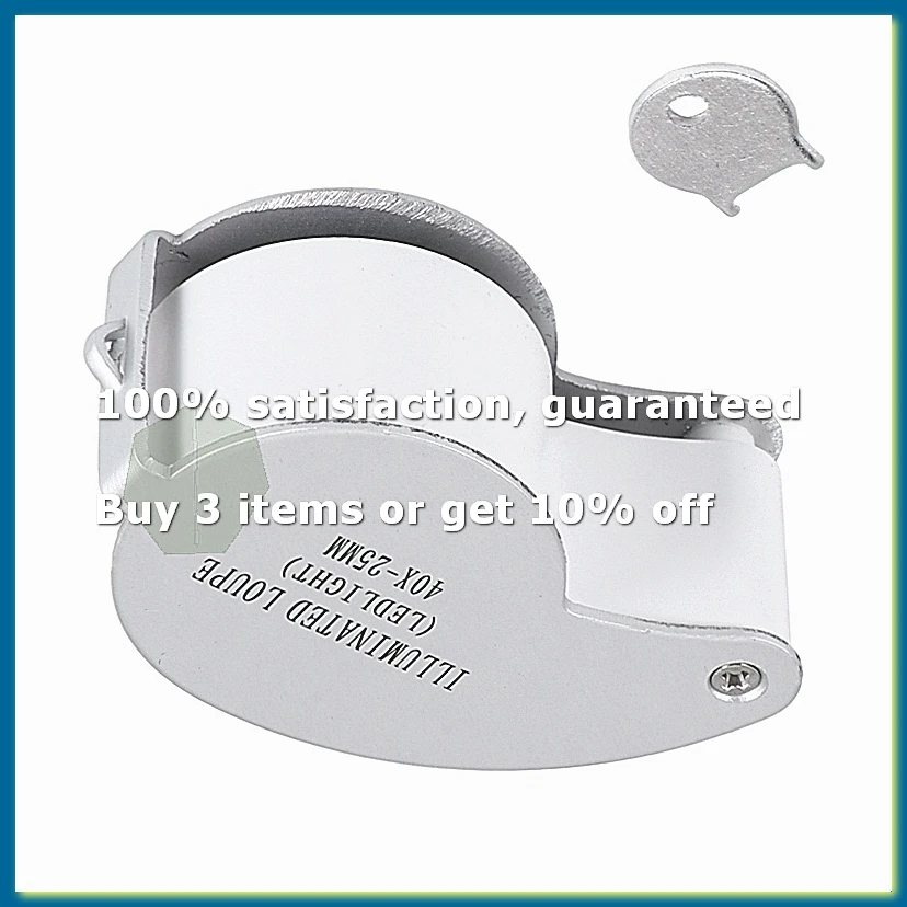 ●Jewellers Lens Glass Loupe 40X 25mm Eye Magnifier 2 LEDs Lights