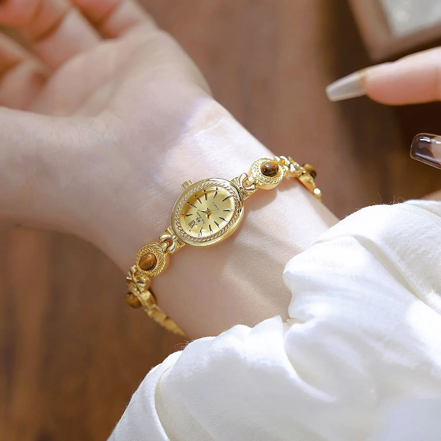 UTHAI W157 New Trendy Women watch Natural Tiger Eye Stone Mirad Color Quartz Watch Light Luxury Clock Gift，watches for woman ﻿
