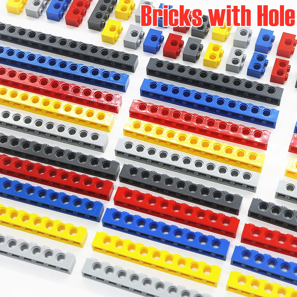 

Technical Bricks with Hole Thick Creative MOC Brick Accessories Parts Compatible 3894 3702 2730 3895 3703 Building Block Toys