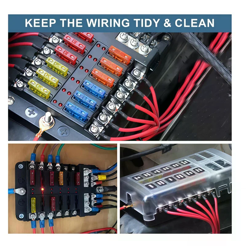 6/12 Way Fuse 12-24V Car Boat Fuse Box Holder With Plastic Cover For Power Panel Board Camper Fuse1/2PCS