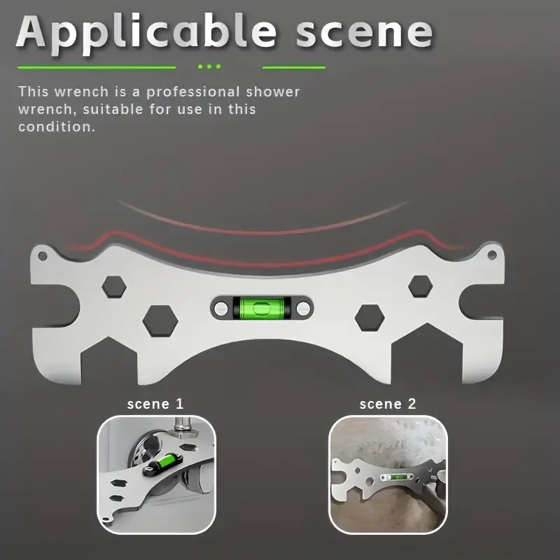 Multifunctional Stainless Steel Bathroom Wrench Tool Level Faucet  Angle Ruler Distance  Measuring Shower Installation Hexagonal