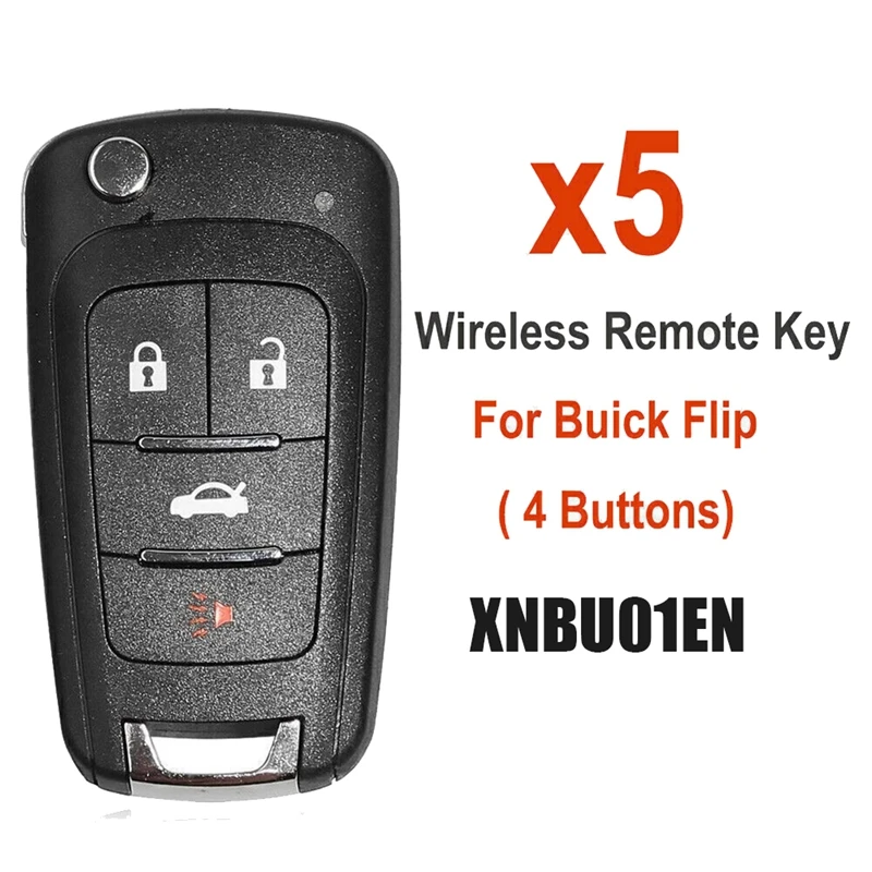 Xhorse XNBU01EN Universal Wireless Remote Key Fob Flip 4 Button For Buick Type For VVDI Key Tool 5Pcs/Lot