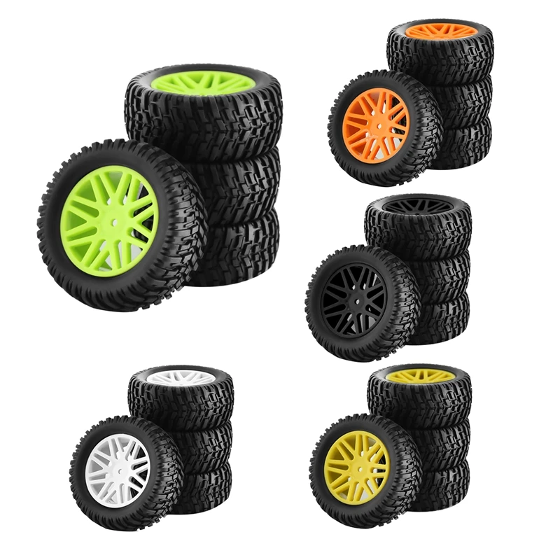 

4Piece RC 1/10 Scale Off-Road Car Tires Tyre And Wheels Accessories Parts For HSP 94166/94107/94106 ,White