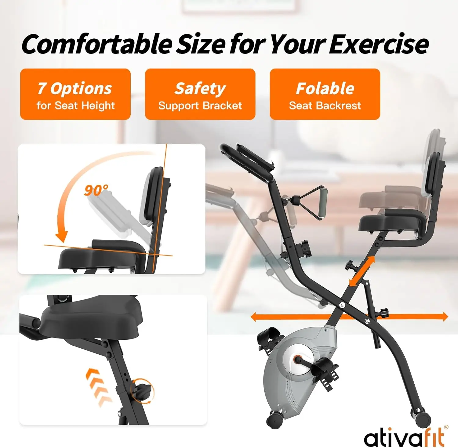 Bicicleta estática plegable para interiores, bicicleta estática magnética 3 en 1, bicicleta estática reclinada vertical para entrenamiento en casa (negro)