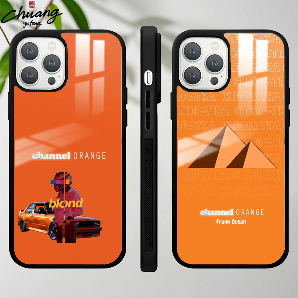 F-Frank Channel Orange Ocean Phone Case For 11 12 13 14 15 16Pro Max mini Plus Frosted mirror Phone Cover