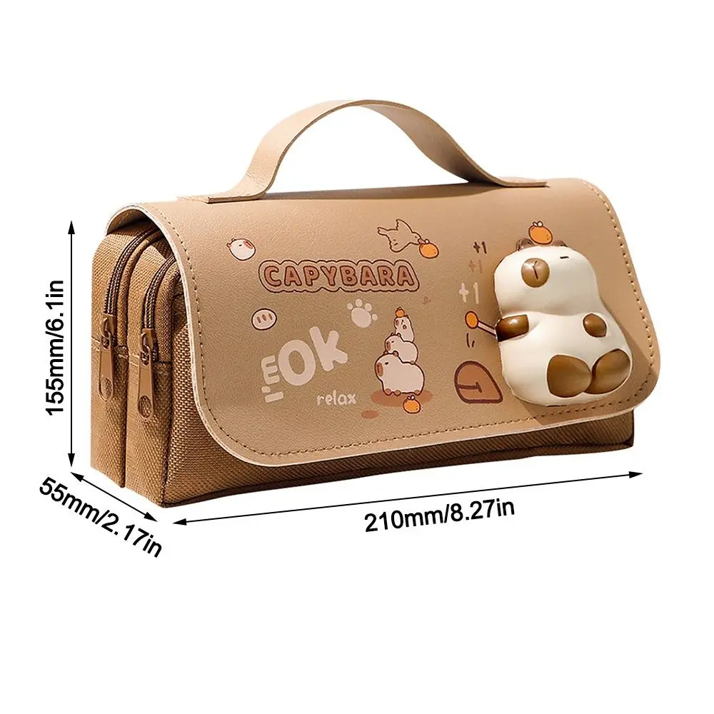 Portable Stationery Storage Pouch 3-layer Large Capacity Pencil Case Students Pencil Box image 6