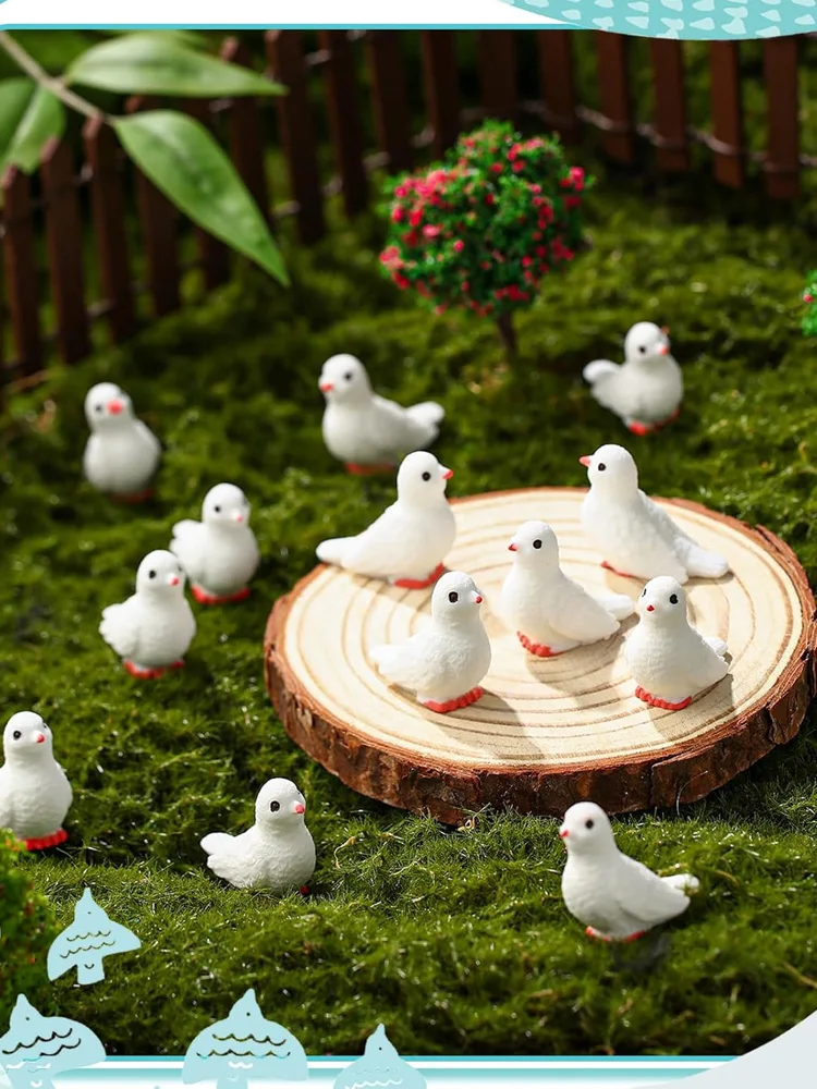 Mini colombes miniatures en résine, Figurines de pigeons d'oiseaux en vrac pour Micro jardin féerique de paysage, accessoire d'ornement artisanal DIY, 5/10 pièces