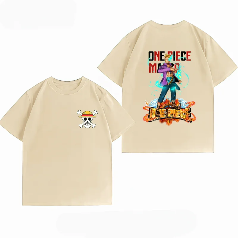 Men's Clothing New 100% Cotton Breathable Summer T-Shirt Bandai One Piece Marco Print Casual Streetwear Men's Tops view 2