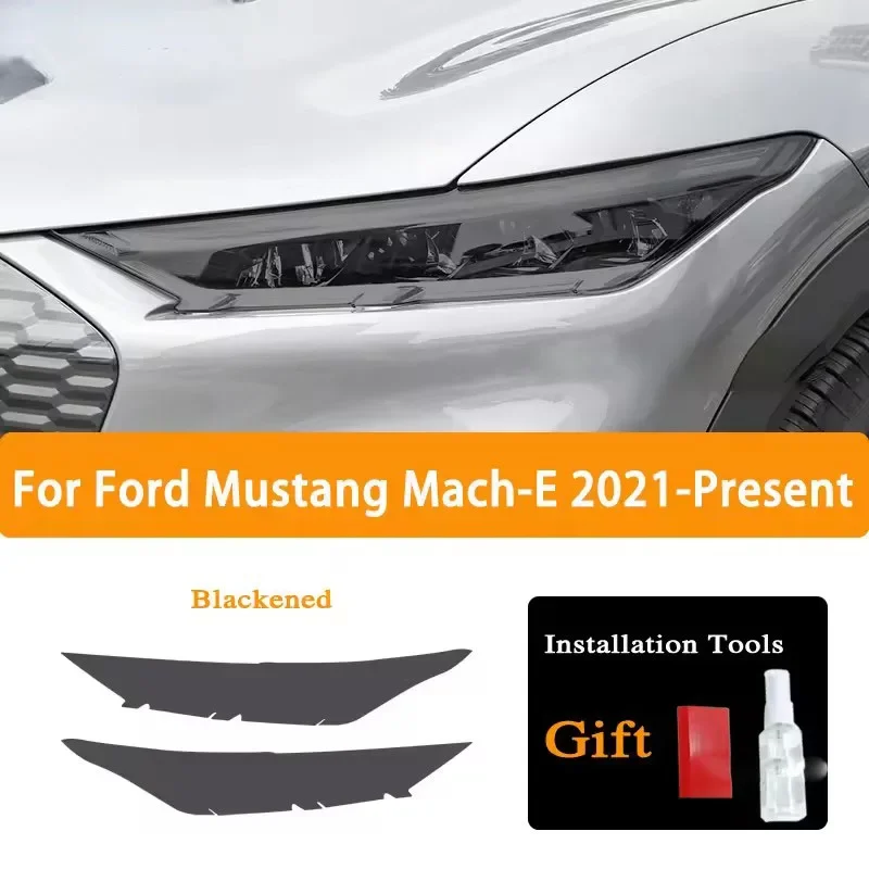 

For Ford Mustang Mach-E 2021-2022 Front Light Headlamp Transparent Smoked Black TPU Sticker Car Headlight Protective Film PPF