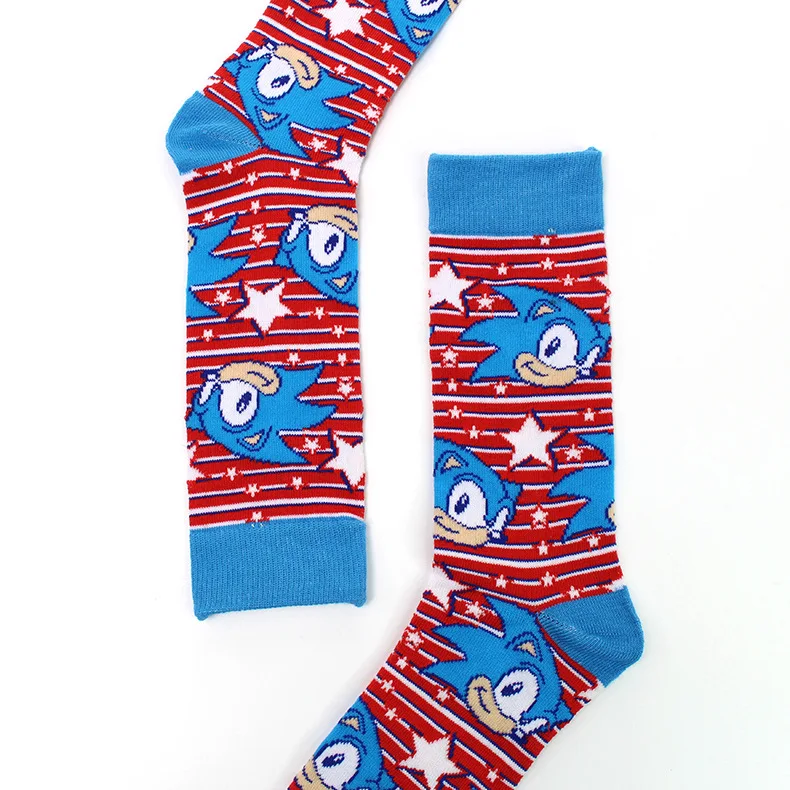 Sonic Cartoon Children's Mid-tube Socks Anime Characters Printed Unisex Polyester-cotton Socks Birthday Christmas Gifts for Kids