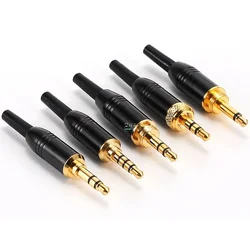 1Pcs 3.5mm earphone welding audio cable plug 3 sections 4-pin AUX terminal small three-core car phone pocket with lock Thread